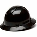 Pyramex Ridgeline Full Brim Hard Hat, Black, 4-Point Ratchet Suspension HP54111